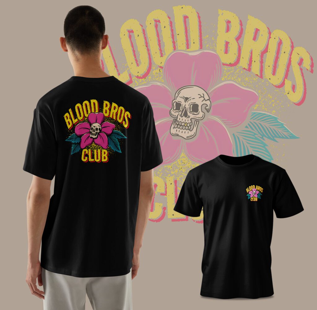 👕 Camiseta Calavera Flor Black