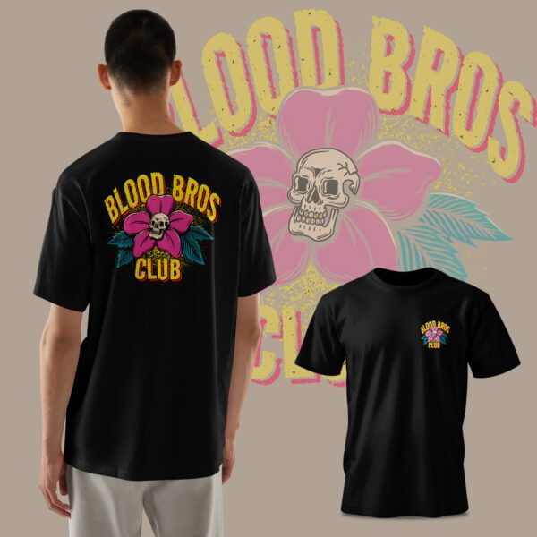 👕 Camiseta Calavera Flor Black