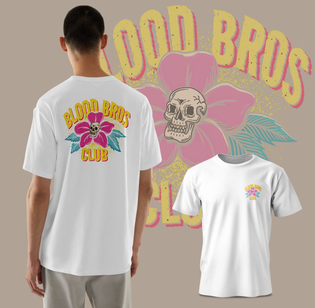 👕 Camiseta Calavera Flor White